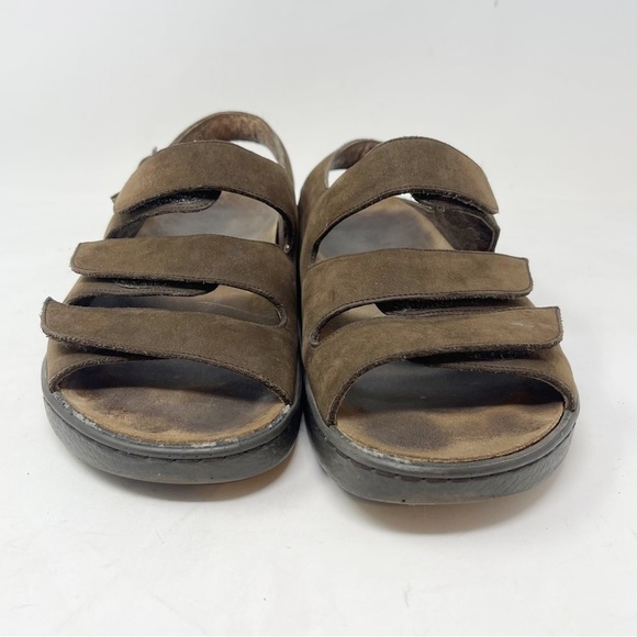 MEPHISTO MOBILS Men’s Brown Suede Three Strap Cork Footbed Sandals Size 43 US 13 - Picture 4 of 14